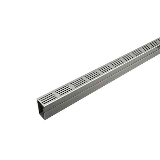 SlimLine drenering med rist 1 m alu. sølv